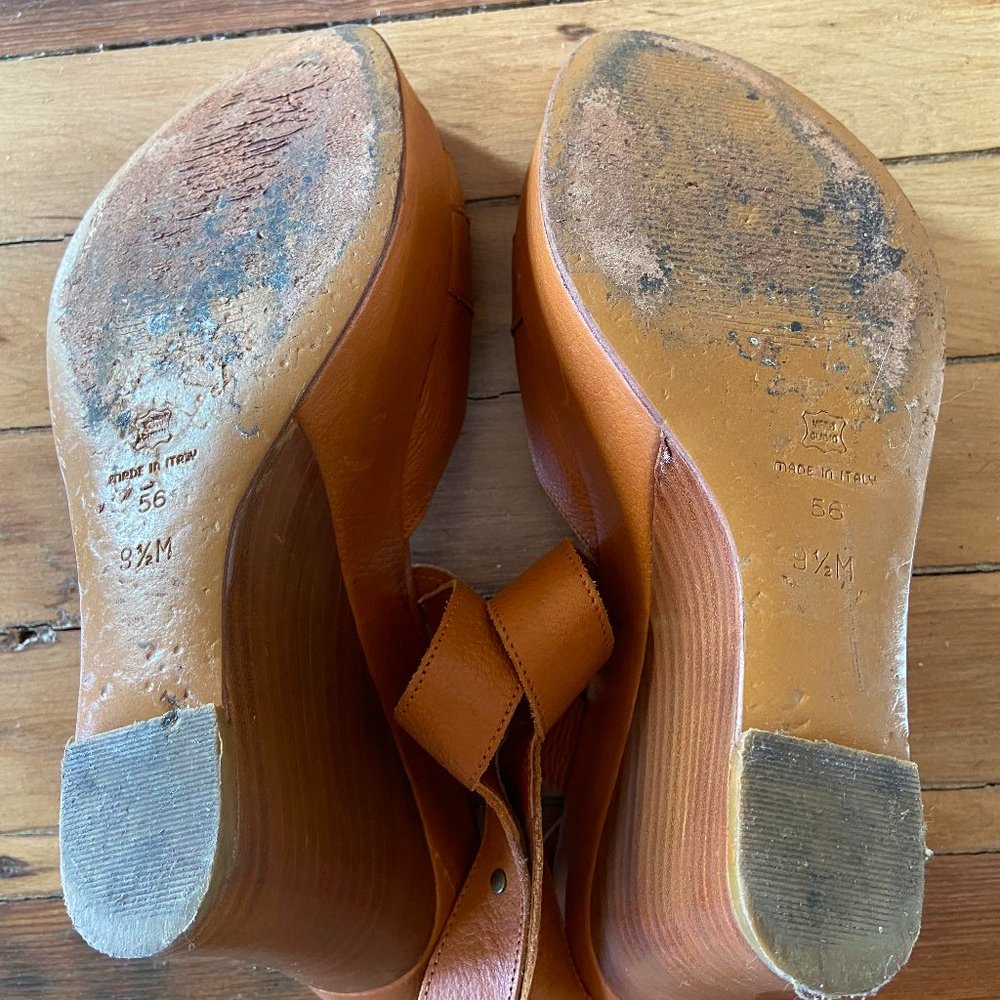 Via Spiga Italian Wedge Leather Sandal Heels - Picture 12 of 15